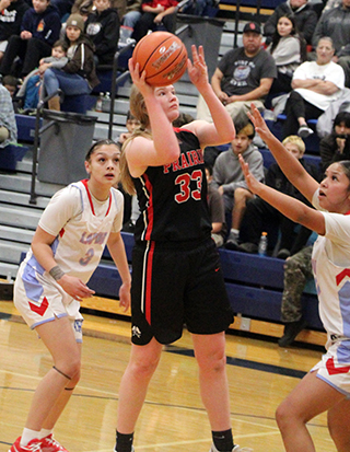 Sage Elven puts up a shot at Lapwai. She had a team high 18 points in the game.