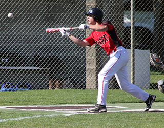 Chase VonBargen attempts to bunt against Genesee