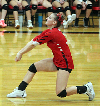 Sierra Oliver makes a pass against C.V. on Senior Night.