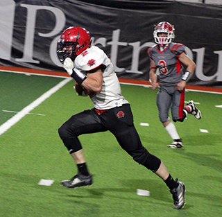 Levi Gehring heads for the end zone after catching a pass in the fourth quarter against. Grace.