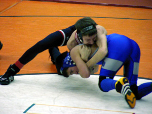 Tony Duman wrestling in a fifth place match.