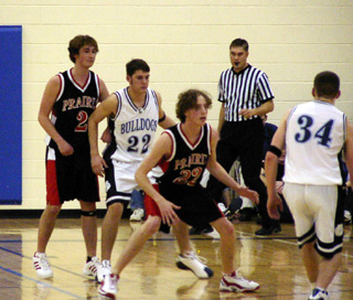 Tyler Crane and Jacob Nuxoll play defense at Grangeville.