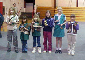 Girl Scout winners from left are Danielle Cochran, Katherine Nida, Emily McHugh, Samantha Keating, Merannda Chaffee, Martina Everson