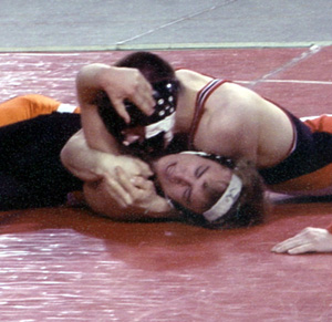 Nick Uhlenkott had to wrestle in a mask after an eye socket injury in his second match.