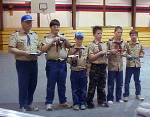 Webelos winners from left, Mitchel Jungert, Mikey Karel, Garrett Workman, Seth Guyer, Kyle Bruegeman.