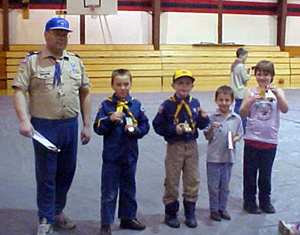 Wolf Cub winners from left are Dakota Wilson, Drew Cochran, Kelzey Dvorak, Garrison Ross