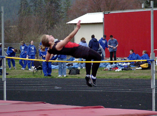 Vanessa Sonnen wins the high jump at Kamiah and was third at Lapwai.
