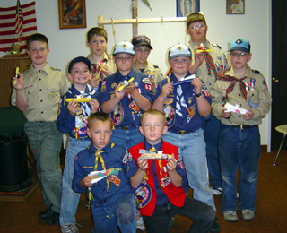 Cub Scouts with their Space Derby entries.