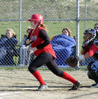 Meghan VanderPas connects for a hit against Lapwai.