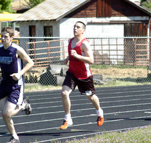 Kelby Wilson in the 3200 at Kamiah. He took third in the event at Lapwai 2 days earlier.