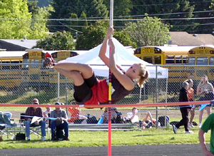 Briget Long cleared 6'6 in the pole vault, a new school record.