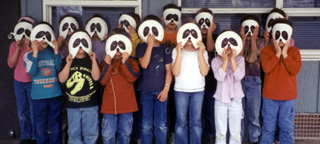 The Kindergarten Blue Group in their panda masks.