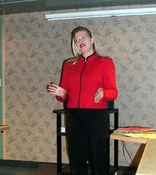 Heather Newson, Registered Dietitian, speaks with SMHC employees about incorporating healthy eating and exercise into their daily lives.