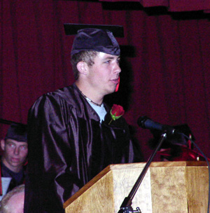 Co-Valedictorian Matt Baerlocher giving his speech.