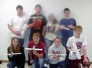 Some of the students who had completed their planes just before the end of school.