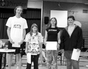 Forever Free Award winners from left were Jacob Nuxoll, Stacey Schnider, Dani Terhaar and Cassi Chandler.