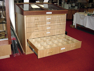 The new 2-sided geology cabinet.