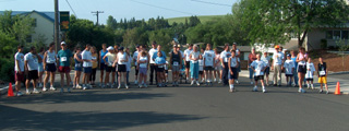 Runners await the start of the race.