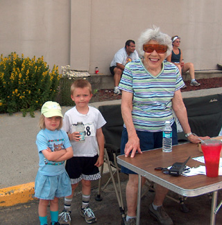 The youngest, boy with water, and oldest competitors, ranging in age from 7 to over 90.