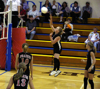Sarah Forsmann scored a kill on this spike at Nezperce.