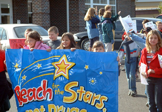 The Red Ribbon Week parade in the hospital parking lot.