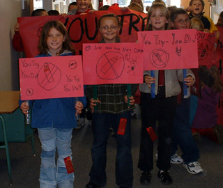 Some smaller student banners