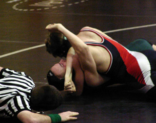 Shane Poxleitner pinned this opponent in just 26 seconds.