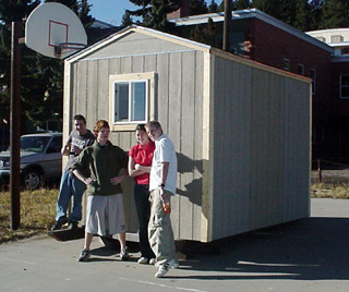The shed built by the construction class.