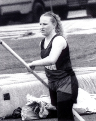 Lauren Merrill tries the pole vault.