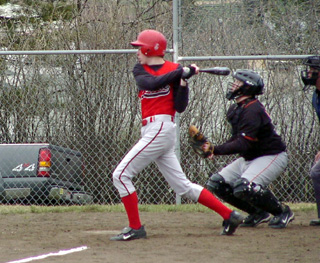 Sean Daly fouls off a pitch.