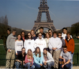 The group in front of the Eiffel Tower.