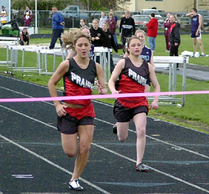 Nicole Nida and Cassie Schaeffer in a heat of the 100.