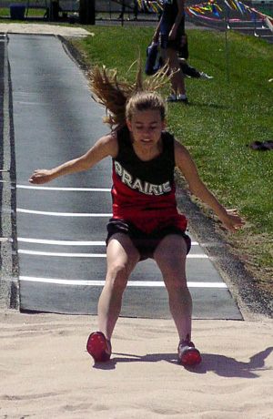 Gina Holthaus in the long jump.