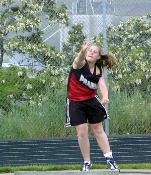 Charlene Duman in the shot put.