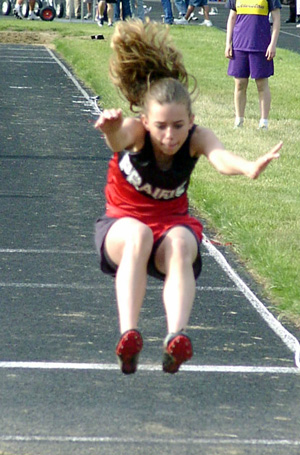 Gina Holthaus at the All-Star Meet in the long jump. She had a PR at the WPL meet.