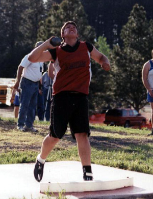 J.D. Riener in the shot put. He qualified for state in both the shot and discus.