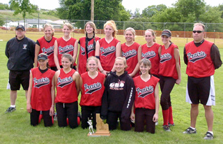 The Prairie Softbal team with their second place in state trophy.