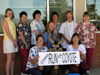 Hospital employees helped to publicize the Coyote Classic last year which will be run again this year.
