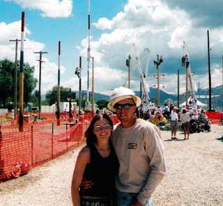 Shawn and Rhonda Forsmann with the competition poles in the background.