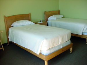 One of the bedrooms with twin beds.