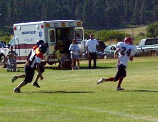 Phil Henry gained big yardage on this play to set up a touchdown.
