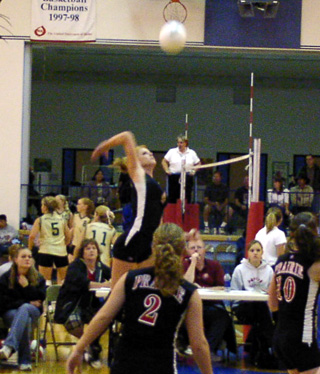 Natalie Arnzen gets ready to smash the ball for a kill at the Lapwai Tournament.
