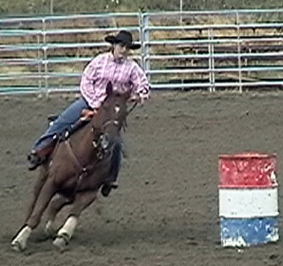 Meghan VanderPas competes in barrel racing.