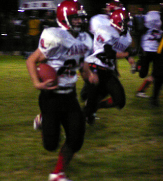 The blocking enabled Danny Riener to get around end for a 56 yard touchdown run.