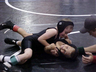 Hunter Chaffee has the upper hand on Caleb McWilliams.