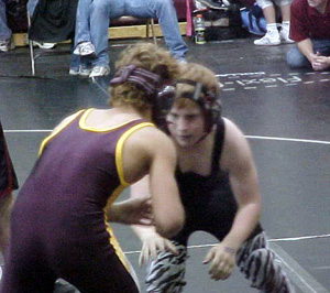 Brandon Poxleitner sizes up his opponent.