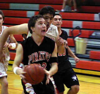 Chris Schumacher is ready to put up a lay-in after stealing the ball during action at the Jamboree.