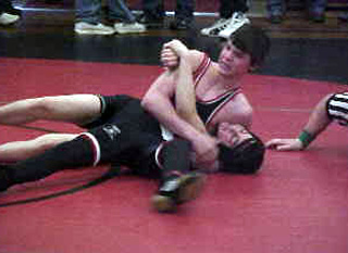 Michael Matson has his opponent nearly pinned.