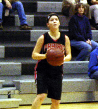 Ashley Jackson lines up for a shot against Highland.