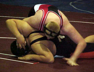 Ronnie Chandler tries to turn his opponent on his way to a win.